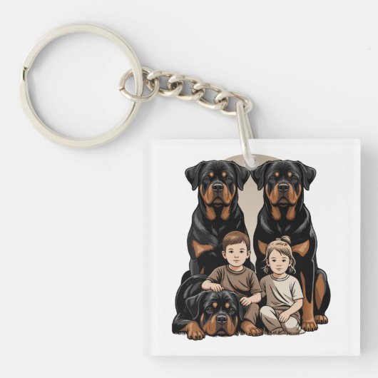 Rottweilers, Familiebewaking Sleutelhanger (voorkant)