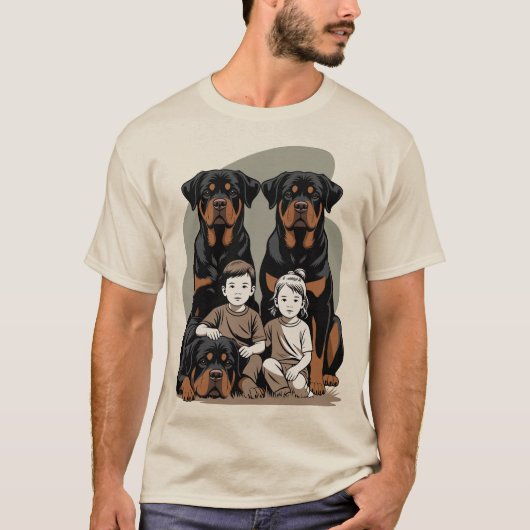 Rottweilers, Family Guards T-shirt (Voorkant)