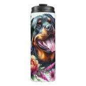 Rottweiler's Floral Majesty Thermosbeker (Voorkant)