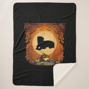 Rottweilers Full Moon Animal Silhouette Halloween Sherpa Deken