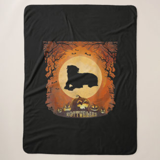 Rottweilers Full Moon Animal Silhouette Halloween Sherpa Deken