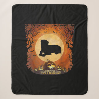 Rottweilers Full Moon Animal Silhouette Halloween Sherpa Deken