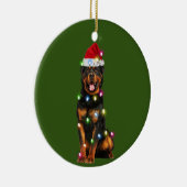 Rottweilers met kerstschaats Santa Hat Keramisch Ornament (Rechts)