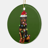 Rottweilers met kerstschaats Santa Hat Keramisch Ornament (Links)