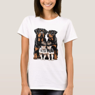 Rottweilers, Rottweiler As Loyal Guardians Of Kids T-shirt