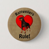Rottweilers Rule Dog Lover Ronde Button 5,7 Cm (Voorkant)
