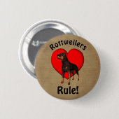 Rottweilers Rule Dog Lover Ronde Button 5,7 Cm (Voorkant /achterkant)