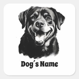 Rottweilers Zwart-wit Silhoutte Vierkante Sticker