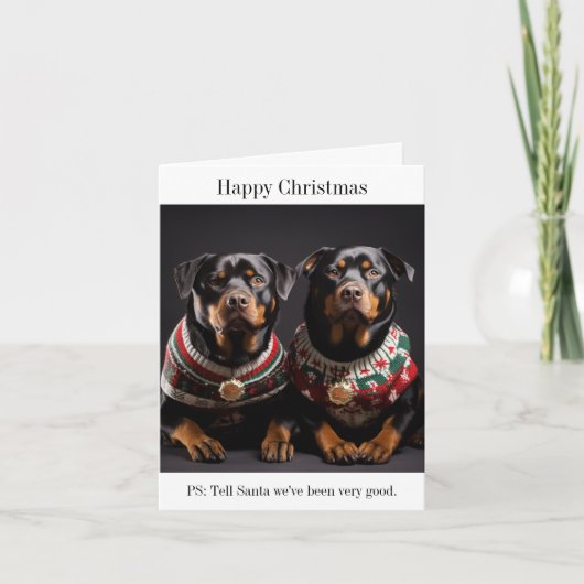 Rottweiller Dogs Happy Christmas Kaart (Voorkant)