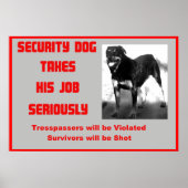 Rottweiller Humor Sign Poster (Voorkant)