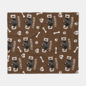 Rottweiller Papa, Bruin Aangepaste Naam Herhalen Fleece Deken (Voorkant (Horizontaal))