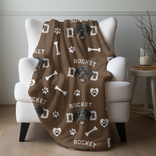 Rottweiller Papa, Bruin Aangepaste Naam Herhalen Fleece Deken