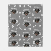 Rottweiller Papa, Grijs Aangepaste Naam Herhalen Fleece Deken (Voorkant)