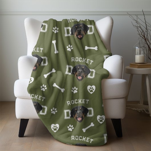 Rottweiller Papa, Militaire Groene Aangepaste Naam Fleece Deken
