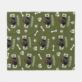 Rottweiller Papa, Militaire Groene Aangepaste Naam Fleece Deken (Voorkant (Horizontaal))