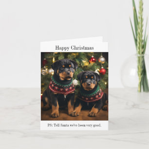 Rottweiller Puppies Happy Christmas Kaart