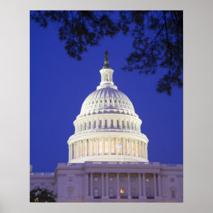 Rotunda of U.S. Capitol at night, Washington Poster