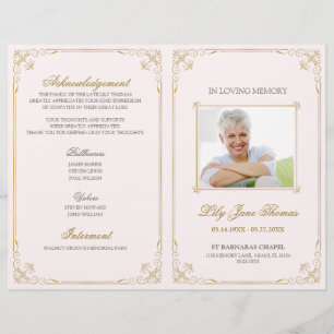 Roudinesluitingsprogramma met vintage gouden werve flyer