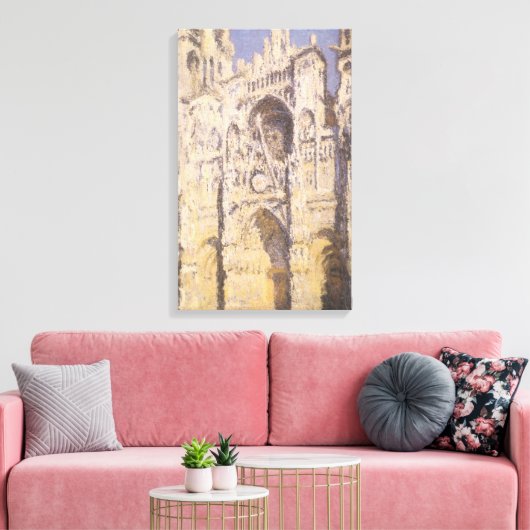 Rouen Cathedral, Harmony Blue Gold van Claude Mone Canvas Afdruk (Insitu (Woonkamer))