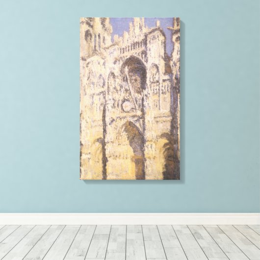 Rouen Cathedral, Harmony Blue Gold van Claude Mone Canvas Afdruk (Insitu (Houten vloer))
