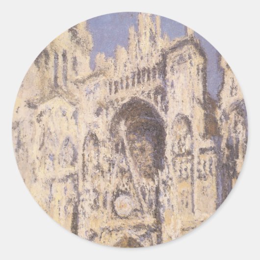 Rouen Cathedral, Harmony Blue Gold van Claude Mone Ronde Sticker (Voorkant)