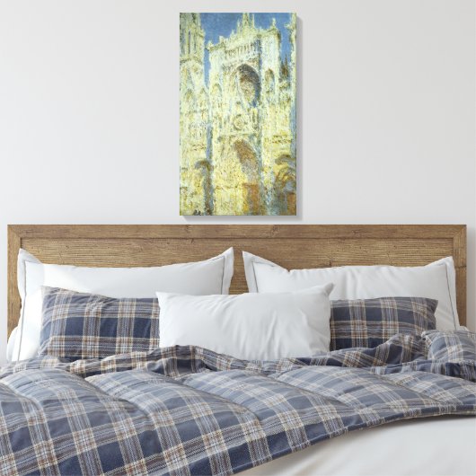 Rouen Cathedral West Facade Sunlight, Claude Monet Canvas Afdruk (Insitu (Slaapkamer))