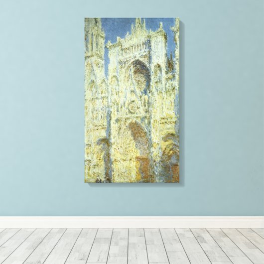 Rouen Cathedral West Facade Sunlight, Claude Monet Canvas Afdruk (Insitu (Houten vloer))