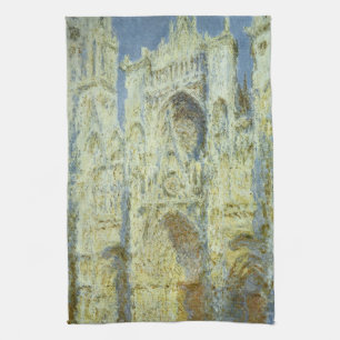 Rouen Cathedral West Facade Sunlight, Claude Monet Theedoek