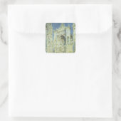 Rouen Cathedral West Facade Sunlight, Claude Monet Vierkante Sticker (Tas)