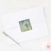 Rouen Cathedral West Facade Sunlight, Claude Monet Vierkante Sticker (Envelop)