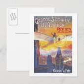Rouen, Frankrijk - Pilot and Plane Briefkaart (Voorkant / Achterkant)