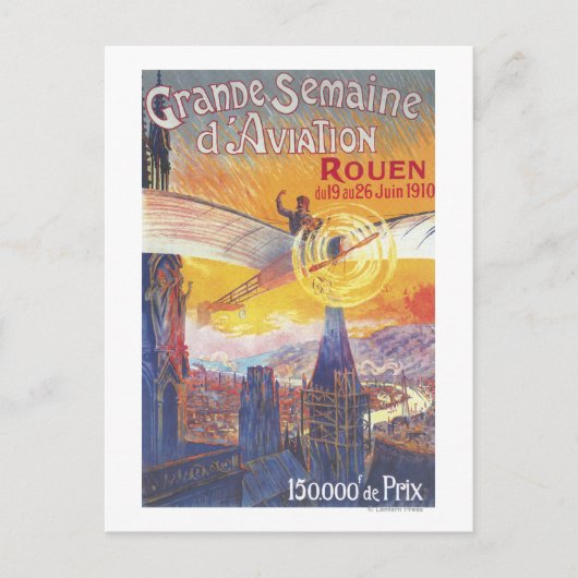 Rouen, Frankrijk - Pilot and Plane Briefkaart (Voorkant)