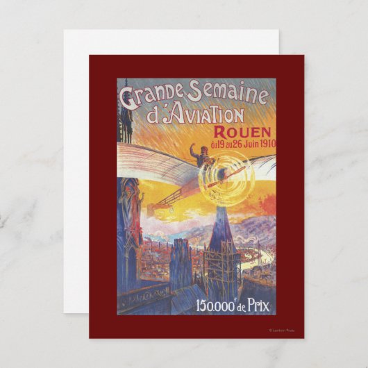 Rouen, Frankrijk - Pilot and Plane Briefkaart (Voorkant / Achterkant)