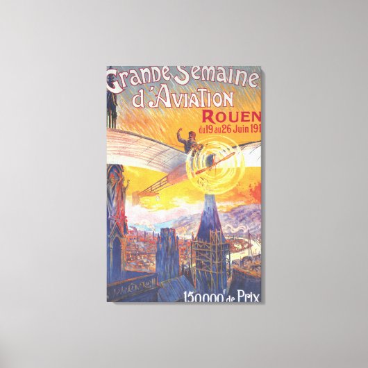 Rouen, Frankrijk - Pilot and Plane Canvas Afdruk (Voorkant)