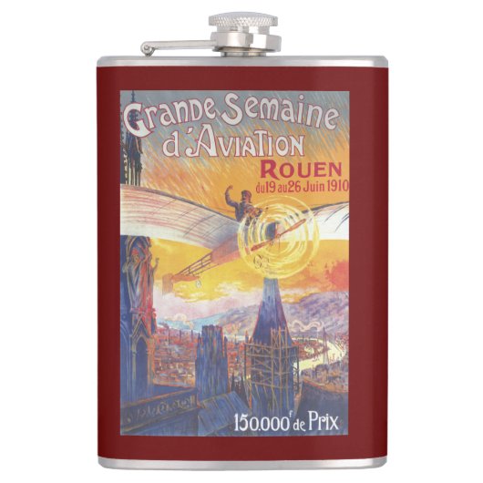 Rouen, Frankrijk — Pilot en Plane Heupfles (Voorkant)