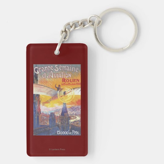 Rouen, Frankrijk — Pilot en Plane Sleutelhanger (achterkant)