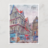 Rouen Frankrijk vintage reizen waterverf Briefkaart (Voorkant)
