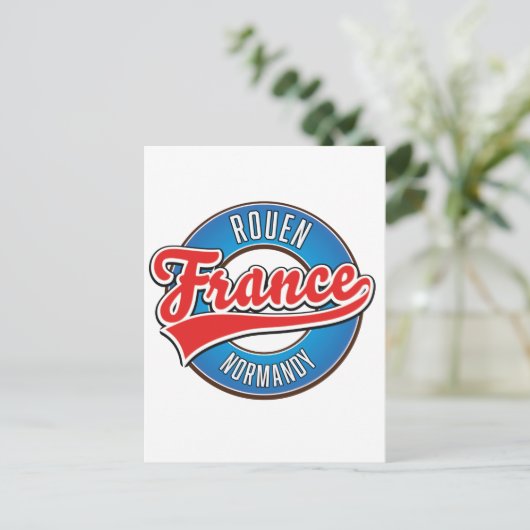 Rouen Normandy France retro logo Briefkaart (Staand voorkant)