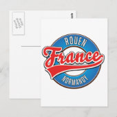 Rouen Normandy France retro logo Briefkaart (Voorkant / Achterkant)