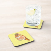 Roufus Hummingbird Perched Oranje Illustratie Bier Onderzetter (Rechterzijde)