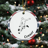 Rougby Player's Name Striped Masculine Sport Theme Keramisch Ornament