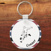 Rougby Player's Name Striped Masculine Sport Theme Sleutelhanger (Voorkant)
