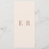 Rouge Beige Monogram Huwelijksmenu Kaart (Achterkant)