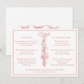 Rouge Blush Toile de Jouy Trouwdetails Enclosure Informatiekaartje (Voorkant / Achterkant)