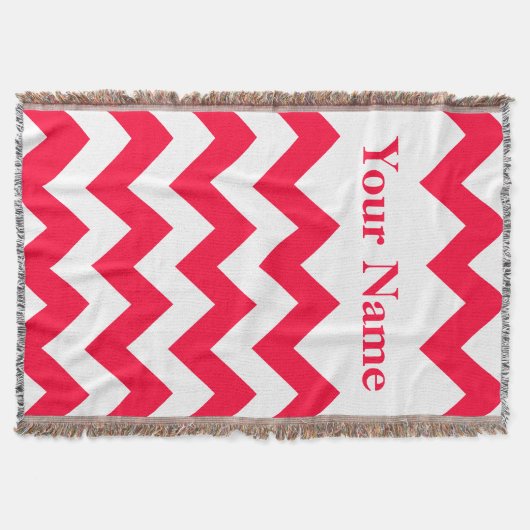 Rouge Bold Chevron met aangepaste naam Deken (Voorkant)