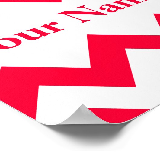 Rouge Bold Chevron met monogram Poster (Hoek)