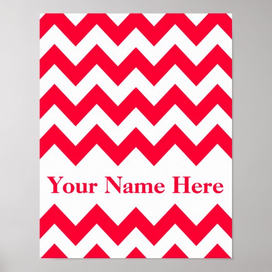 Rouge Bold Chevron met monogram Poster (Voorkant)
