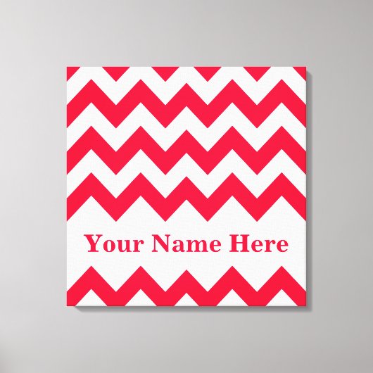 Rouge Bold Chevron met naam op Emporio Moffa Canvas Afdruk (Voorkant)
