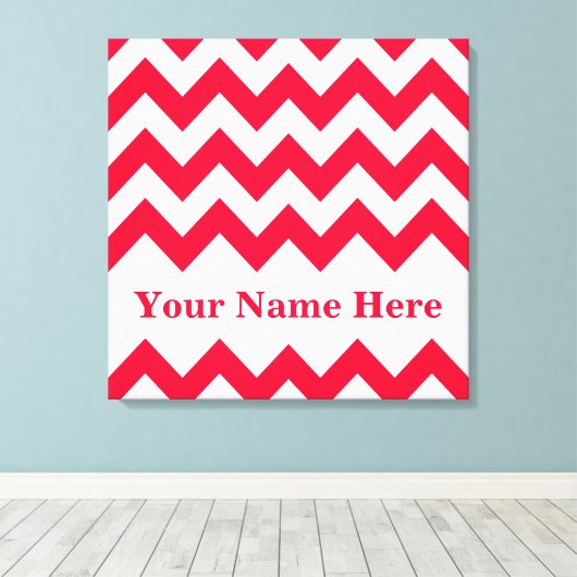 Rouge Bold Chevron met naam op Emporio Moffa Canvas Afdruk (Insitu (Houten vloer))