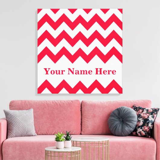 Rouge Bold Chevron met naam op Emporio Moffa Canvas Afdruk (Insitu (Woonkamer))
